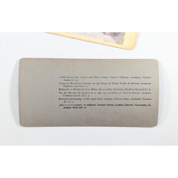 Set of 4 Antique Stereoview cards of Jerusalem, Cattle Market day, Christian - Picture 8 of 8